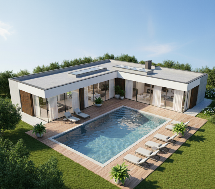 Nhà cấp 4 mái bằng chữ L tối ưu ánh sáng, thông gió