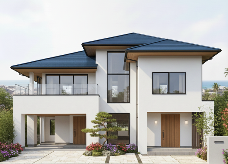 Mẫu thiết kế nhà mái Nhật 2 tầng 2 sảnh sang trọng, thiết kế thanh lịch