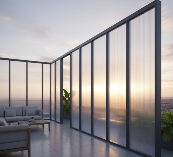Vách ngăn ngoài trời bằng Polycarbonate thoáng đãng, tiện nghi