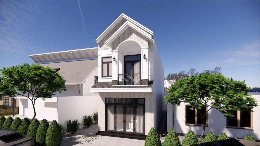 Mẫu nhà 2 tầng nông thôn mái thái giật cấp đẹp, sang trọng