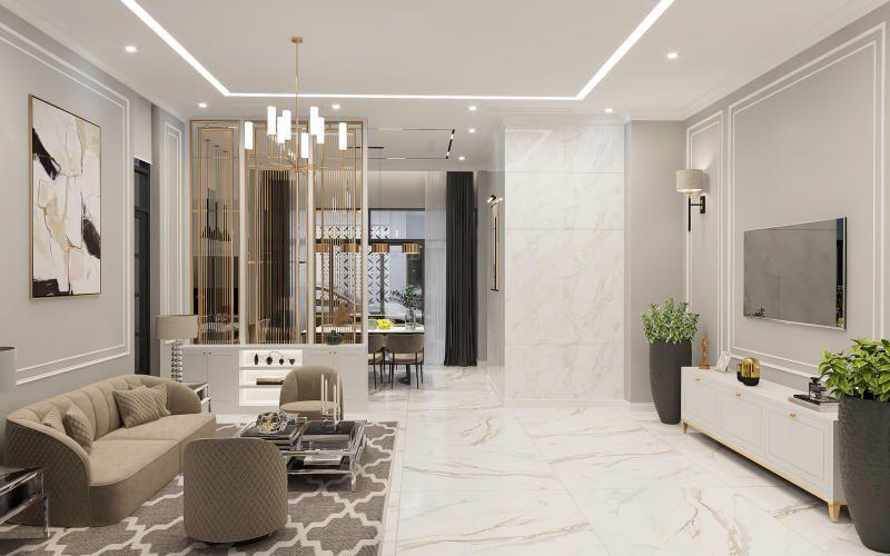 Sử dụng vách ngăn phù hợp trong việc cải tạo phòng khách