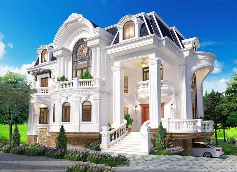 Mẫu biệt thự tân cổ điển 2 tầng 1 tỷ có tầng hầm đẹp, giúp tối ưu diện tích sử dụng