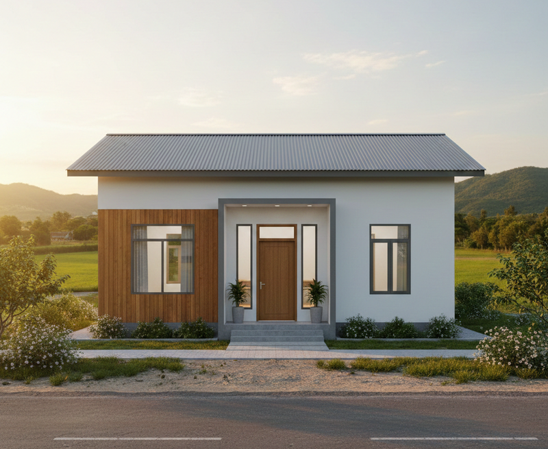 Mẫu nhà cấp 4 đẹp 5x20 mái tôn giá 300 triệu với thiết kế khoa học, hài hoà