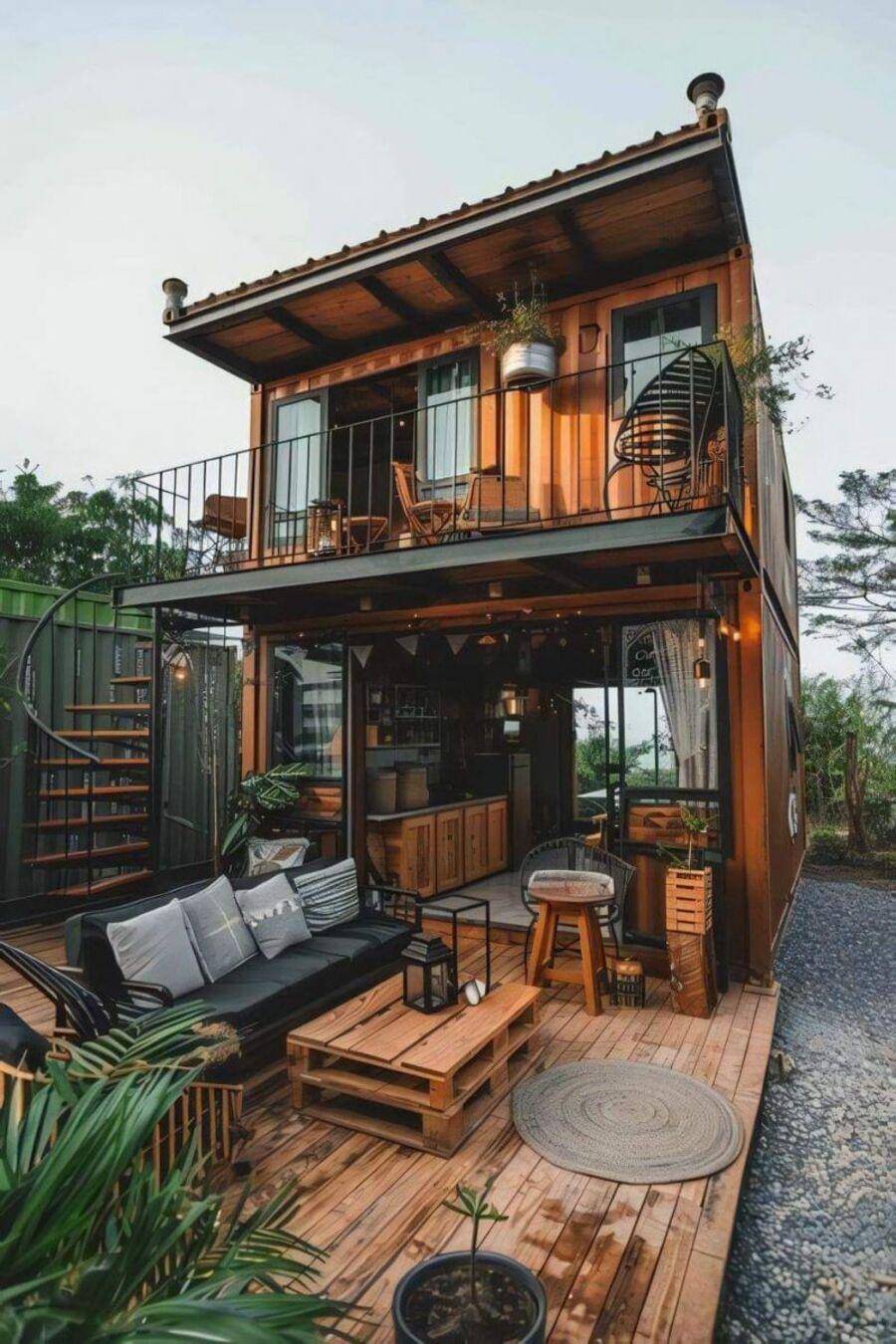 Mẫu nhà container 2 tầng phù hợp nghỉ dưỡng cuối tuần