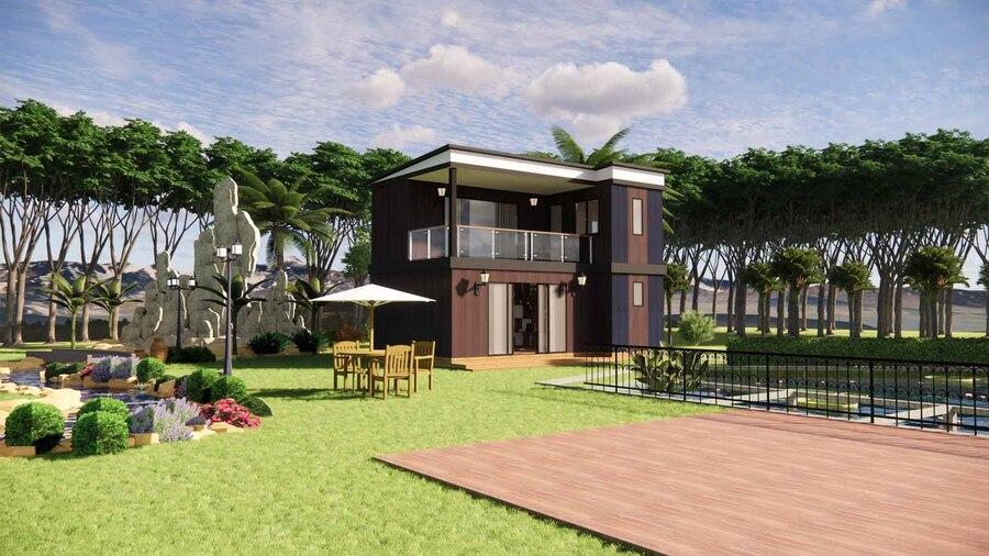 Mẫu nhà container 2 tầng đẹp nổi bật giữa thiên nhiên