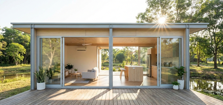 Mẫu nhà lắp ghép 200 triệu tinh tế, thoáng đãng với thiết kế không gian mở