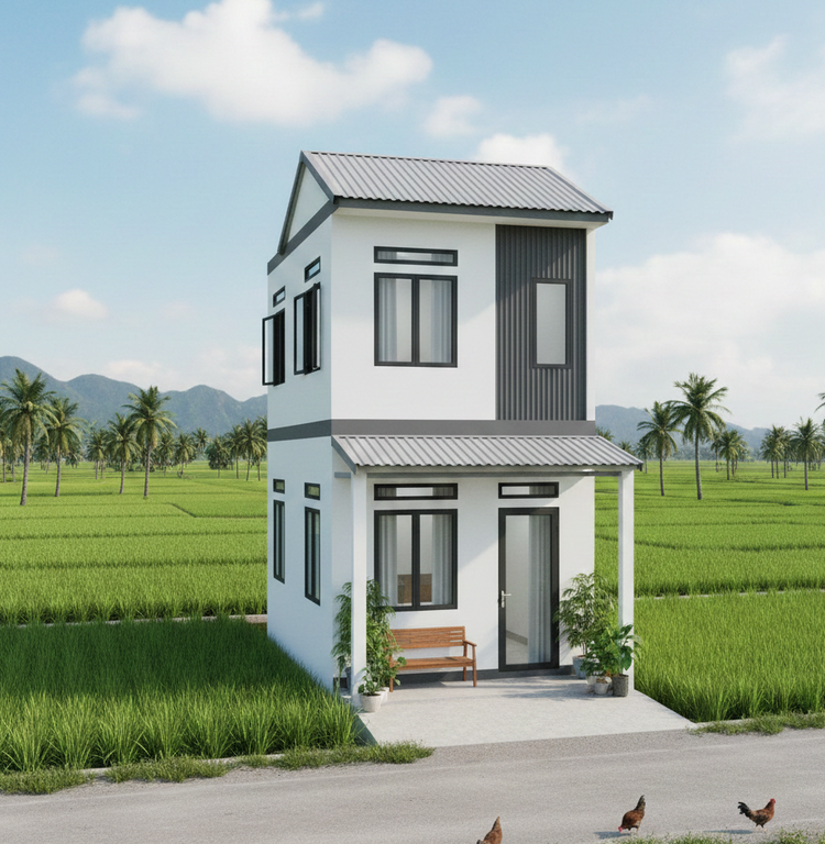 Mẫu nhà ống nông thôn đẹp, hiện đại, phổ biến ở Việt Nam với giá 500 triệu