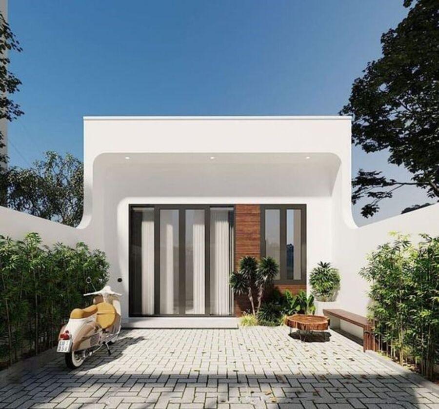 Mẫu mặt tiền nhà cấp 4 đẹp hiện đại, mang lại cảm giác thông thoáng