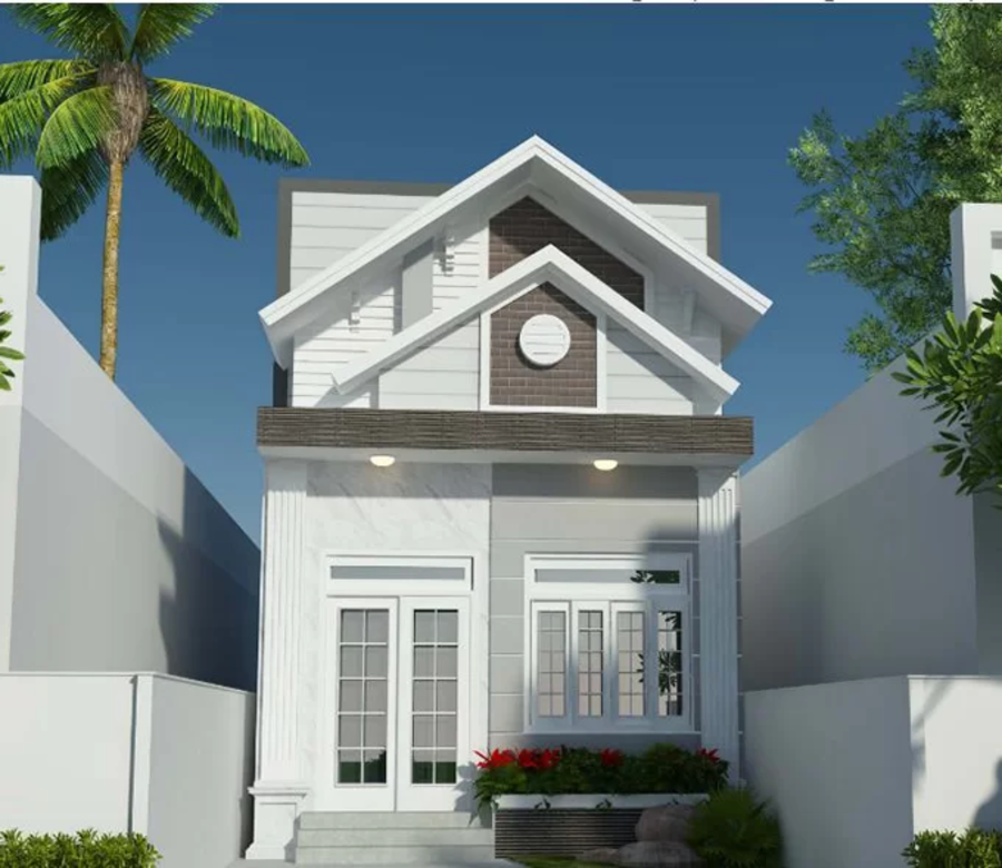 Mẫu mặt tiền nhà ống 1 tầng nông thôn đẹp, đơn giản, hiện đại 