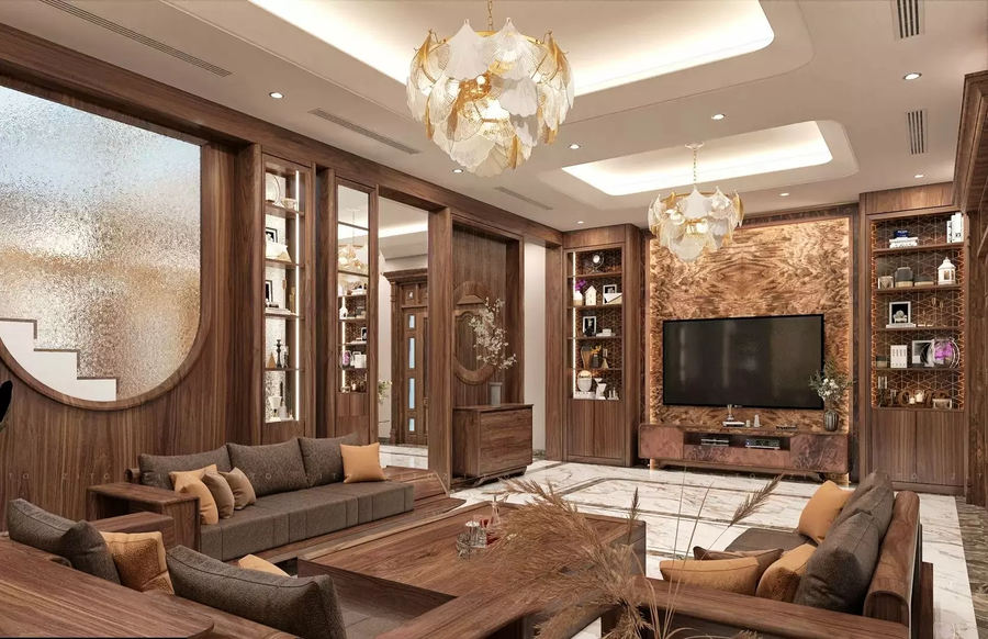 Trang trí phòng khách nhỏ đẹp, ấm cúng, sang trọng với tấm vân gỗ DURAflex