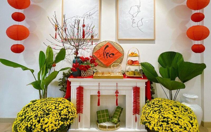 Mẫu Trang trí Tết cổ truyền Việt Nam đơn giản ở góc nhà