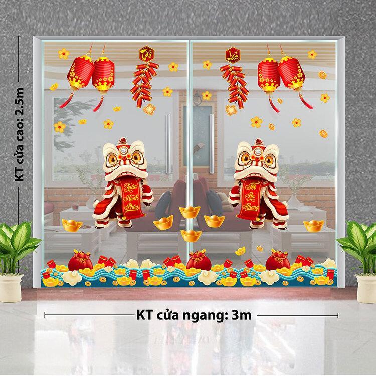 Trang trí kính phòng khách ngày Tết với decal độc đáo