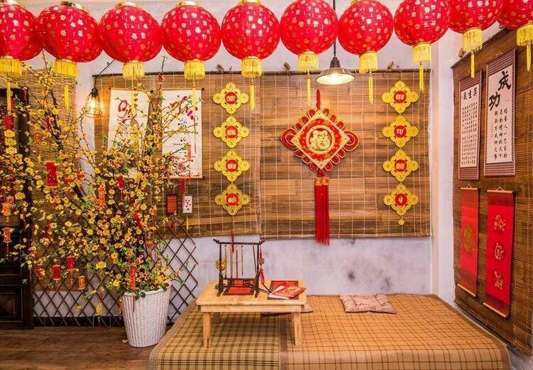 Dây câu chúc tết dán tường trang trí Tết phòng khách