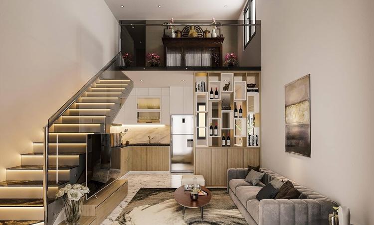 Mẫu nhà ống cấp 4 có gác lửng đẹp, sang trọng