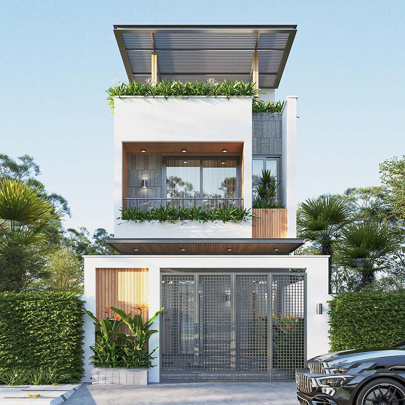 Mẫu nhà 1 trệt 1 lầu kết hợp sân vườn đẹp, thoáng mát, đầy đủ công năng