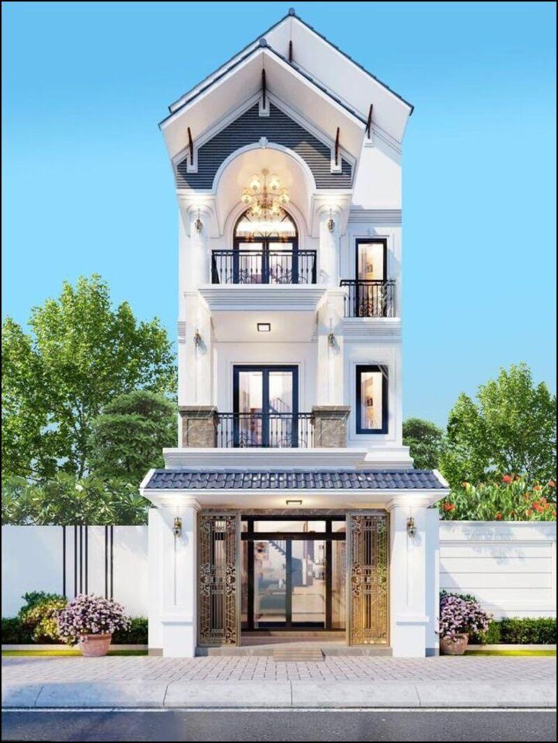 Mẫu nhà mái Thái 3 tầng đơn giản mà đẹp, sang trọng