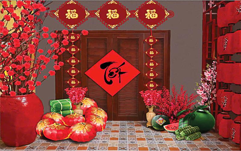 Mẫu trang trí Tết cổ truyền Việt Nam sang trọng
