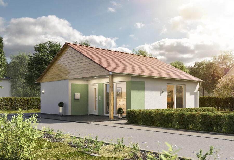 Mẫu nhà cấp 4 đẹp ở nông thôn với sân vườn rộng thoáng và cửa số lớn đón ánh sáng tự nhiên