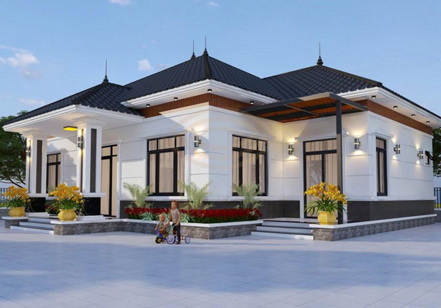 Mẫu nhà cấp 4 1 tầng đẹp hiện đại 4 phòng ngủ