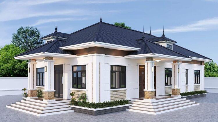 Mẫu nhà cấp 4 mái Nhật 4 phòng ngủ 2 mặt tiền thoáng sáng