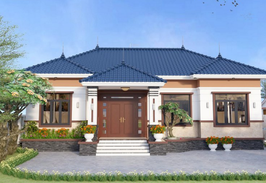 Mẫu thiết kế nhà cấp 4 mái Thái 4 phòng ngủ tiện nghi 