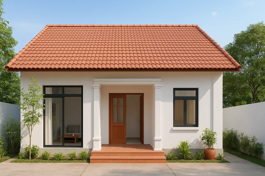 Mẫu thiết kế nhà cấp 4 mái ngói đẹp ở nông thôn 