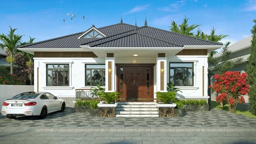 Mẫu nhà cấp 4 1 tầng 4 phòng ngủ đẹp mắt