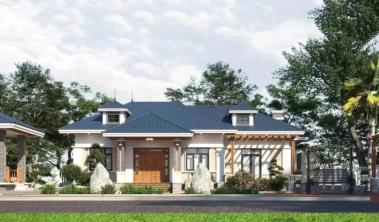 Mẫu nhà mái Nhật 1 tầng 4 phòng ngủ diện tích trên 200m2 mang đến sự tiện nghi và riêng tư