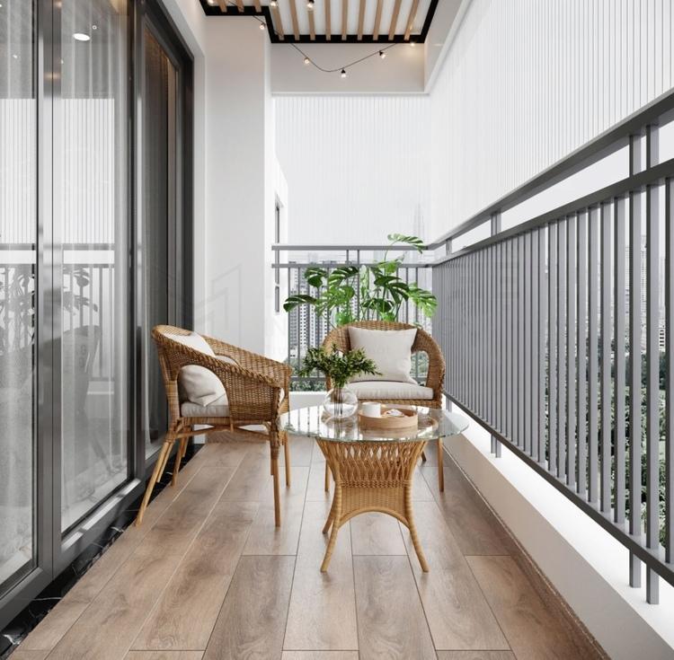 Mẫu cải tạo ban công tầng 2 đẹp, hiện đại, rộng thoáng