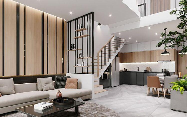 Mẫu vách ngăn sắt đẹp mắt cho khu vực cầu thang trong nhà hiện đại