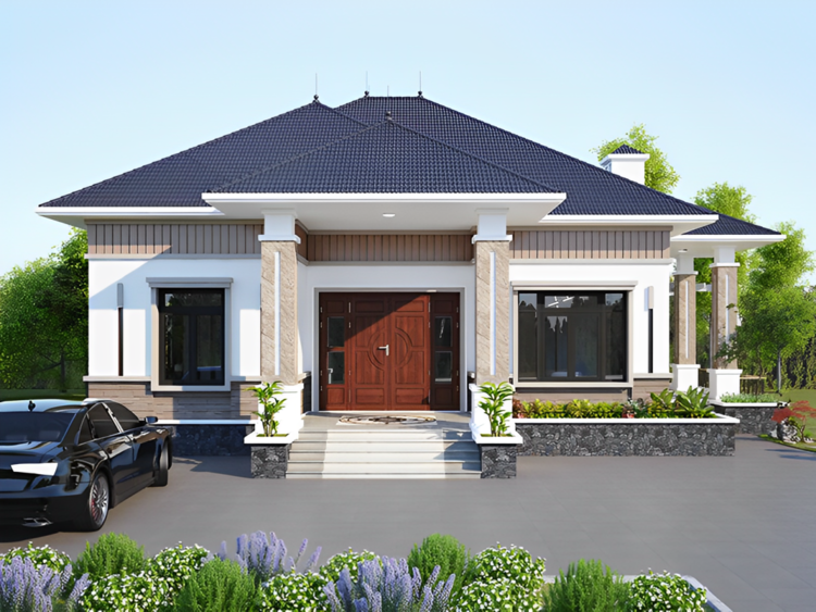 Nhà cấp 4 mái Nhật 2 phòng ngủ với phong cách thiết kế đơn giản nhưng hiện đại