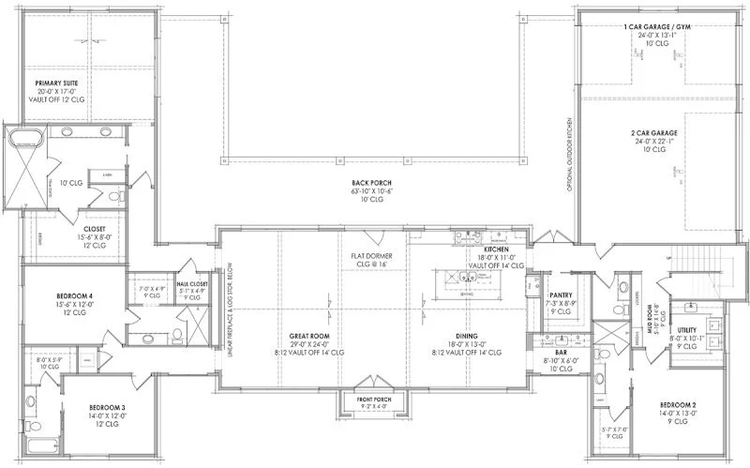 Bản vẽ nhà cấp 4 mái Nhật thiết kế chữ U độc đáo cho gia đình thích sự riêng tư
