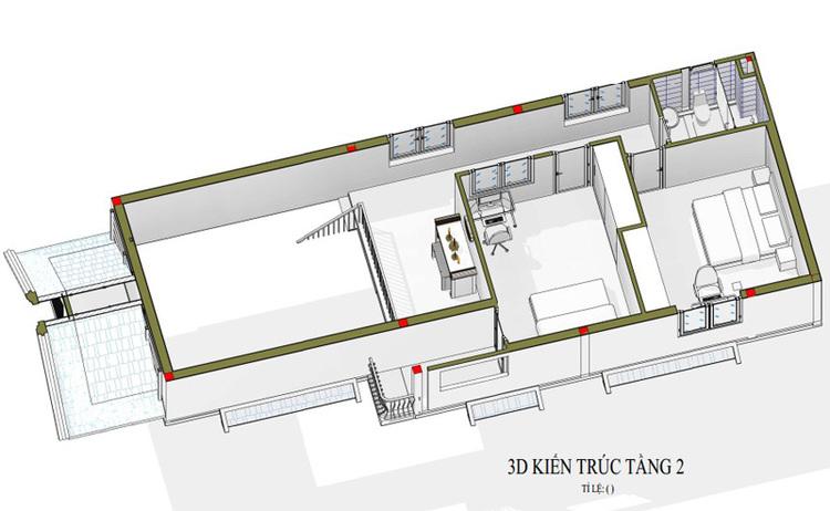 Mặt bằng tầng lửng của nhà gác lửng 3 phòng ngủ mái Thái được tận dụng hiệu quả để mở rộng không gian sinh hoạt