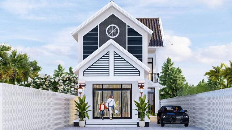 Mẫu nhà cấp 4 gác lửng 3 phòng ngủ với thiết kế mái Thái giật cấp sang trọng