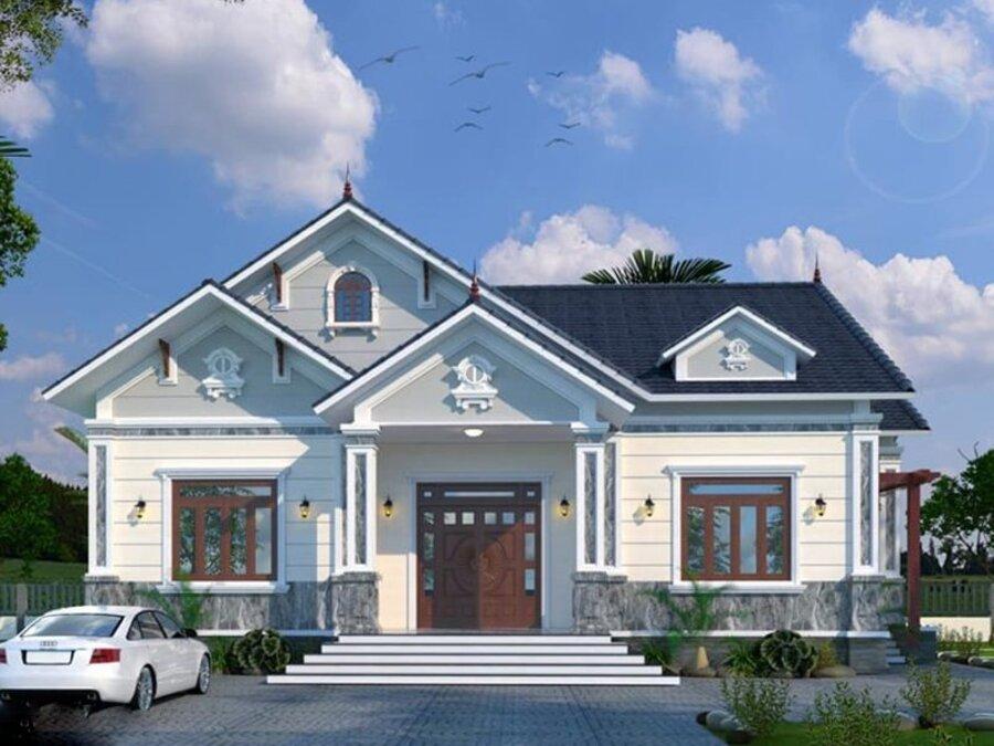 Mẫu nhà cấp 4 mái Thái 4 phòng ngủ rộng rãi