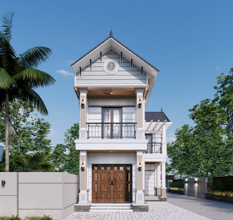 Mẫu nhà chữ L 2 tầng đẹp ở nông thôn đẹp, đầy đủ tiện nghi sinh hoạt với diện tích 100m2