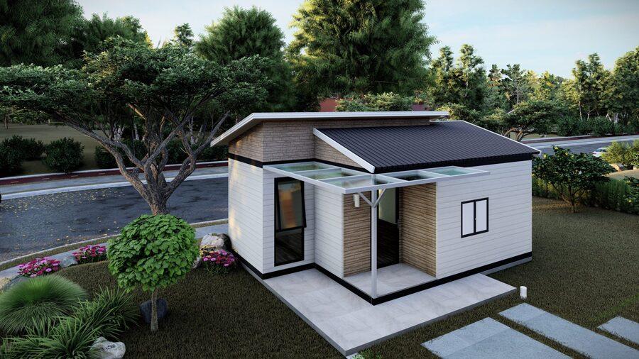 Mẫu nhà lắp ghép 45m2 đẹp, thiết kế đơn giản, chi phí thấp