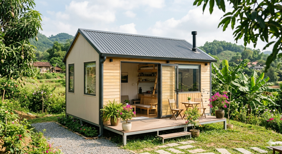 Mẫu nhà tiền chế nhỏ đẹp, tiện nghi đầy đủ