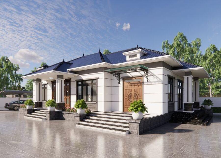 Mẫu nhà cấp 4 chữ L thiết kế sang trọng, bề thế (Nguồn: Internet)