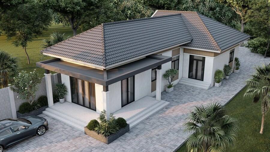 Mẫu nhà cấp 4 mái Nhật 4 phòng ngủ ấm cúng, phù hợp gia đình đông thành viên (Nguồn: Internet)