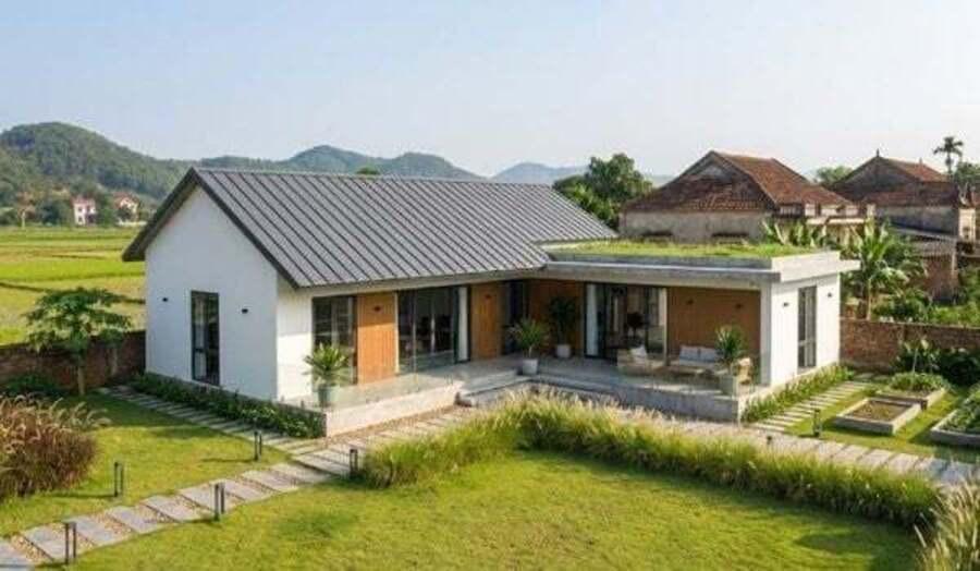 Mẫu nhà cấp 4 chữ L mái tôn đẹp, ấn tượng, tối ưu chi phí (Nguồn: Internet)