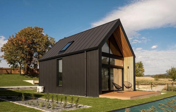 Mẫu nhà lắp ghép 200 triệu mái chữ A mini đẹp, mộc mạc, gần gũi với thiên nhiên