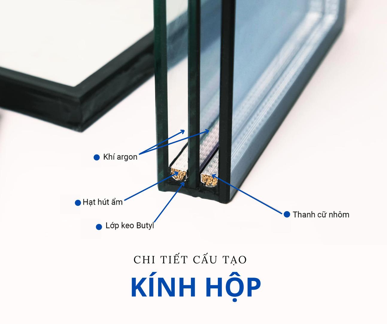 Kính hộp cách âm, giảm ồn 70 - 90%, hạn chế thất thoát nhiệt, tiết kiệm điện năng, an toàn.