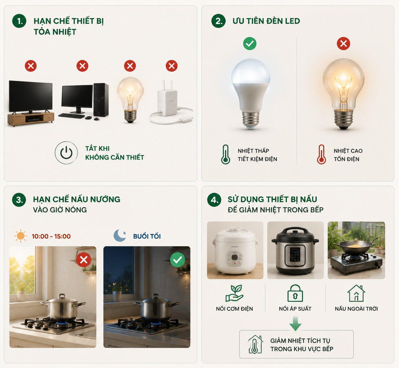 Một số giải pháp giảm nguồn nhiệt phát sinh trong nhà