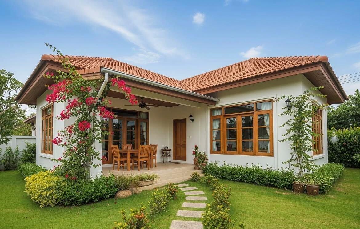 Tổng thể mẫu nhà 1 tầng kích thước 7x15m với kiến trúc hiện đại (Nguồn: Internet)