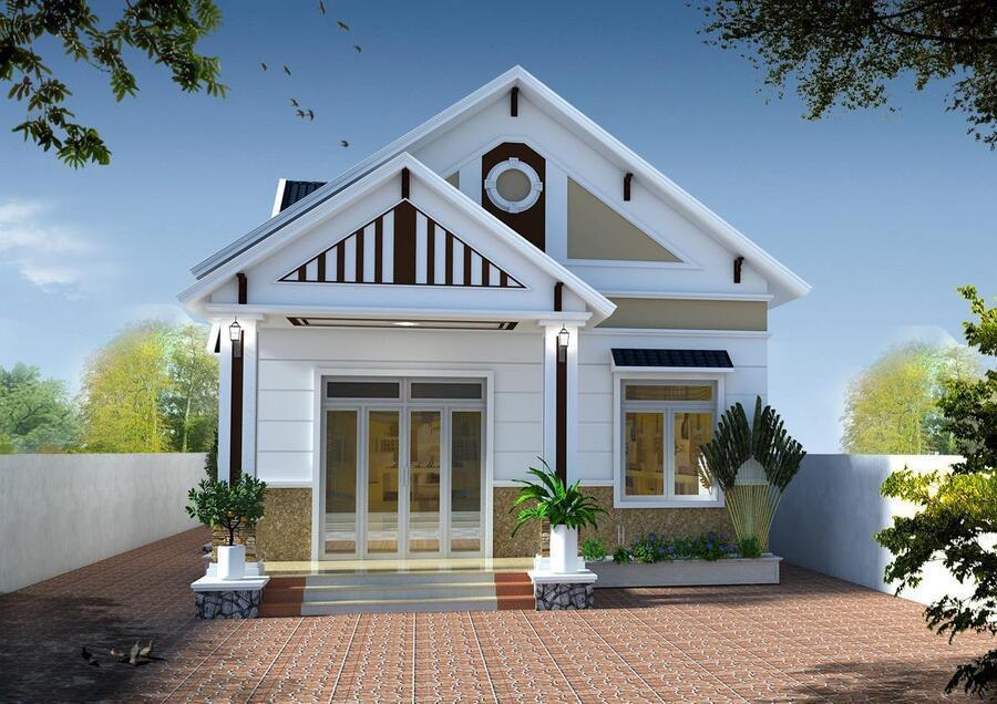 Mẫu nhà cấp 4 80m2 sử dụng mái Thái có độ dốc lớn, giúp thoát nước mưa nhanh, tránh thấm dột (Nguồn: Internet)