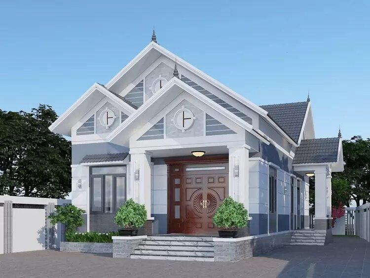 Thiết kế nhà cấp 4 mái Thái giật cấp độc đáo tôn lên vẻ đẹp thanh lịch cho ngôi nhà (Nguồn: Internet)