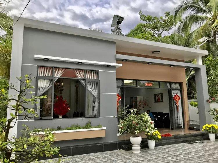 Mẫu nhà cấp 4 100m2 mái bằng với thiết kế hiện đại, đường nét tinh tế cho không gian sống đẳng cấp (Nguồn: Internet)