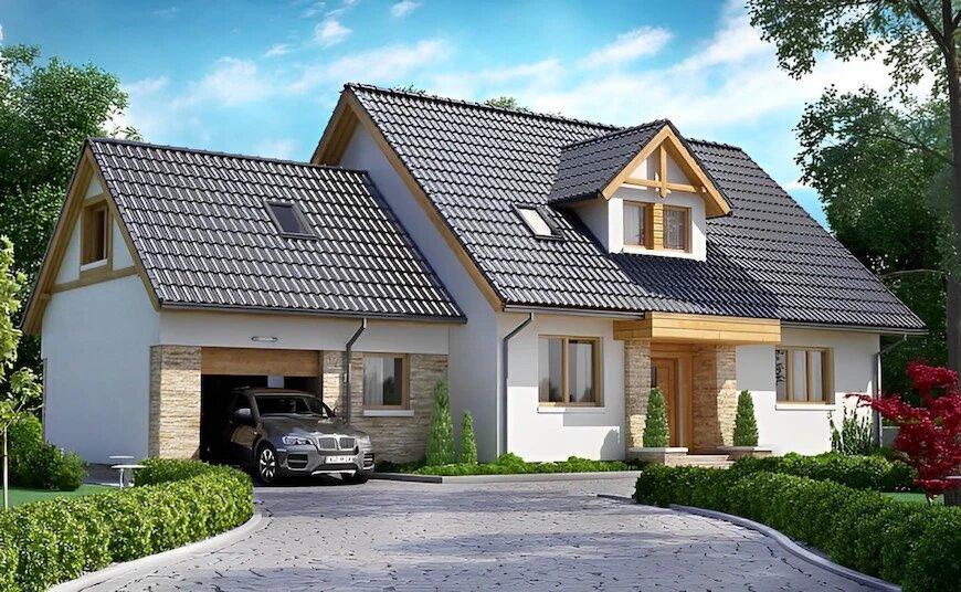 Thiết kế nhà cấp 4 kiểu Mỹ sang trọng với gara để xe khép kín đầy tiện nghi (Nguồn: Internet)