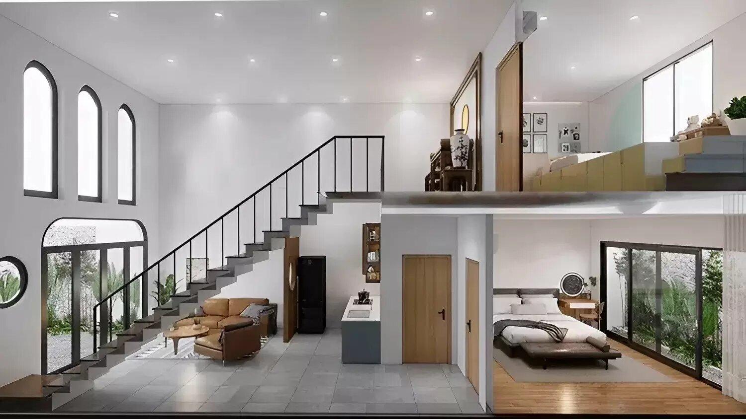 Mẫu nhà cấp 4 100m2 tối ưu diện tích với bố cục 2 phòng ngủ rộng rãi cùng nội thất sang trọng (Nguồn: Internet)